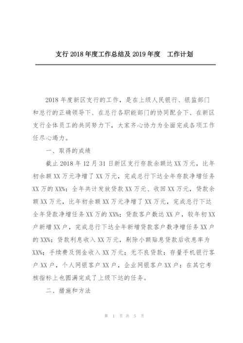 支行2018年度工作总结及2019年度  工作计划.docx
