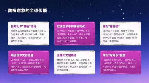 梅红色中国风七夕文化星河鹊影传千年PPT模板
