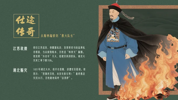黄绿复古历史人物林则徐人物介绍PPT模板