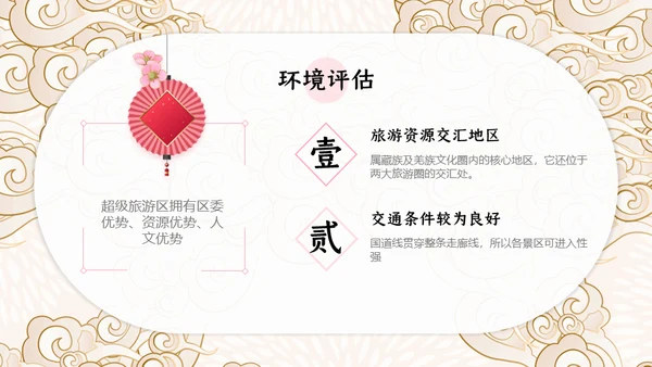 中国风云纹旅游项目商业融资计划书通用PPT模板