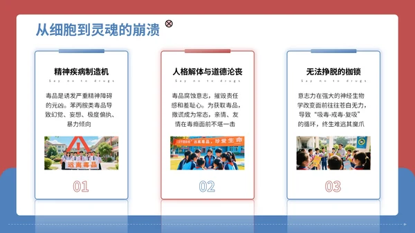 红蓝配色简约禁毒知识宣传PPT模板