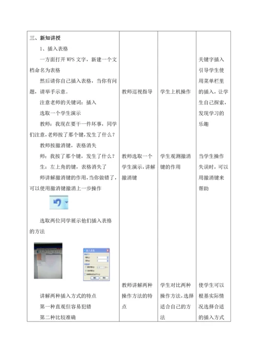人教版四年级信息个性表格巧编辑教案.docx