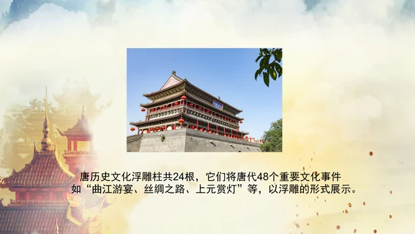 西安大唐地址公园旅游PPT模板