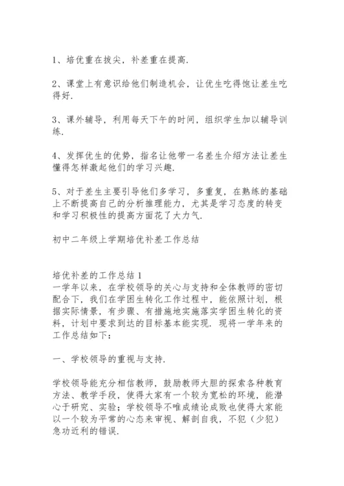 初中二年级上学期培优补差工作总结.docx