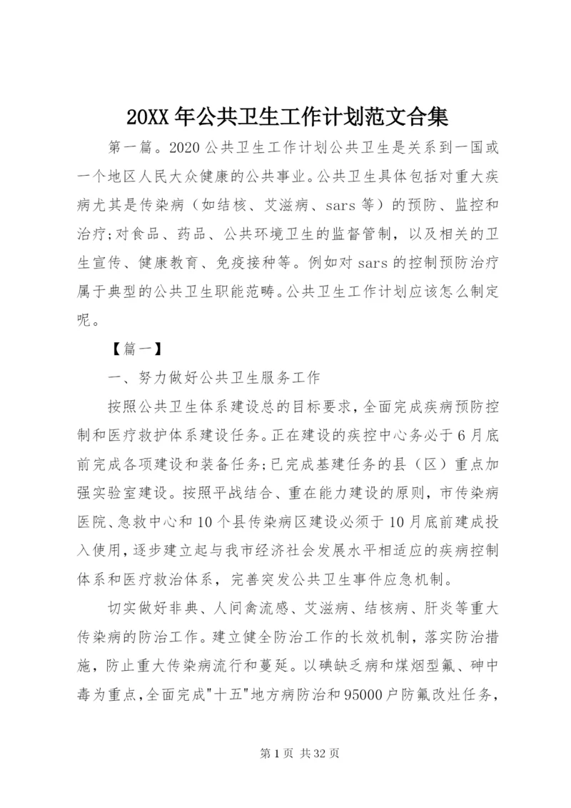 某年公共卫生工作计划范文合集.docx