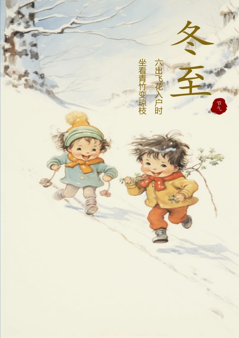 冬至孩童嬉戏冬至海报