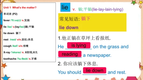人教版八下Unit 1 What's the matter? SectionA词汇精讲课件