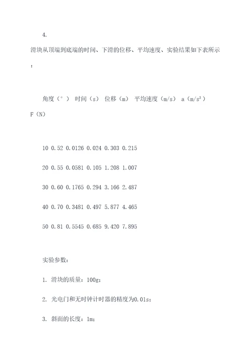 关于斜面的实验报告