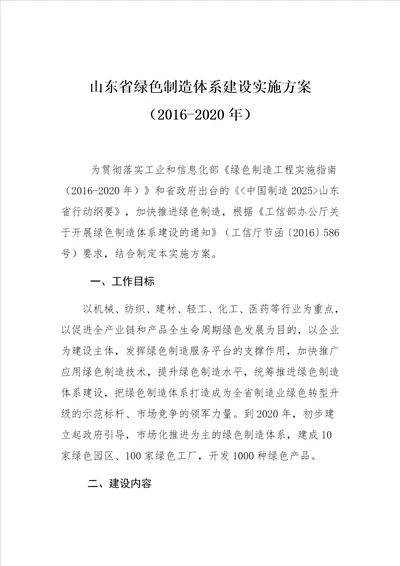 山东省绿色制造体系建设实施方案共7页