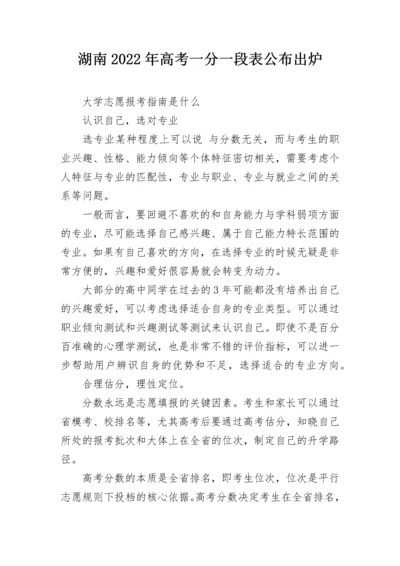 湖南2022年高考一分一段表公布出炉.docx