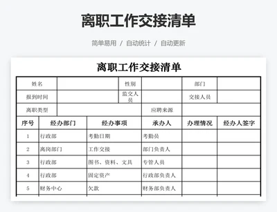 离职工作交接清单