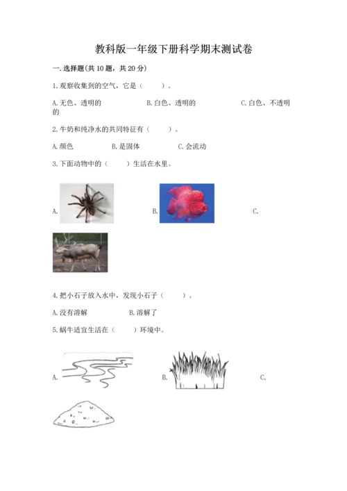 教科版一年级下册科学期末测试卷精品附答案.docx