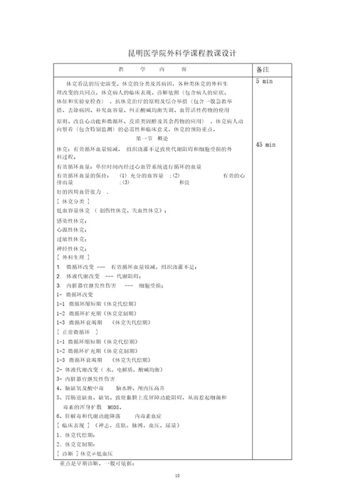 桂林医学院外科学教研室课程教案