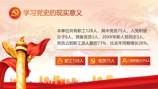 红色大气党建党支部年终工作总结PPT