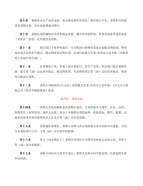 管理咨询公司物资采购管理规定版