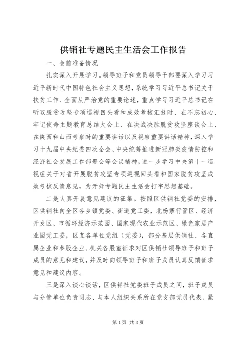 供销社专题民主生活会工作报告.docx