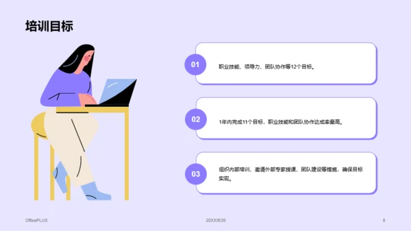 紫色插画风年度教育培训述职PPT模板