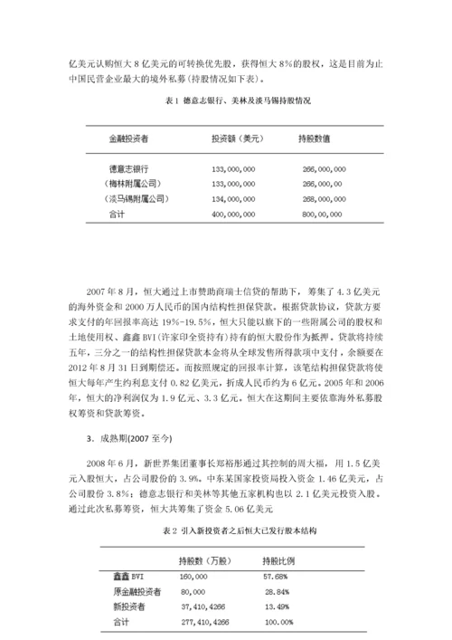 中国恒大集团筹资状况分析123.docx