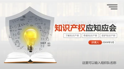 保护知识产权应知应会版权PPT模板