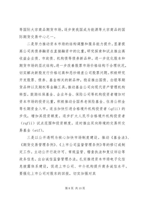 关于证监会主席郭树清讲话的讨论心得体会.docx