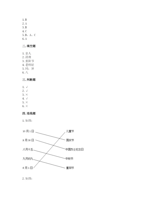 最新部编版二年级上册道德与法治期中测试卷精品【考点梳理】.docx