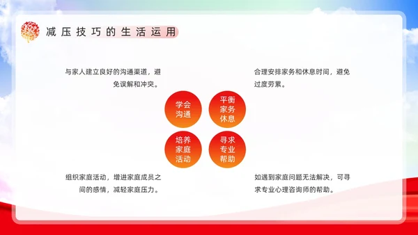 红色简约风减压心理讲座PPT模板