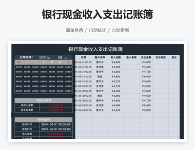 银行现金收入支出记账簿