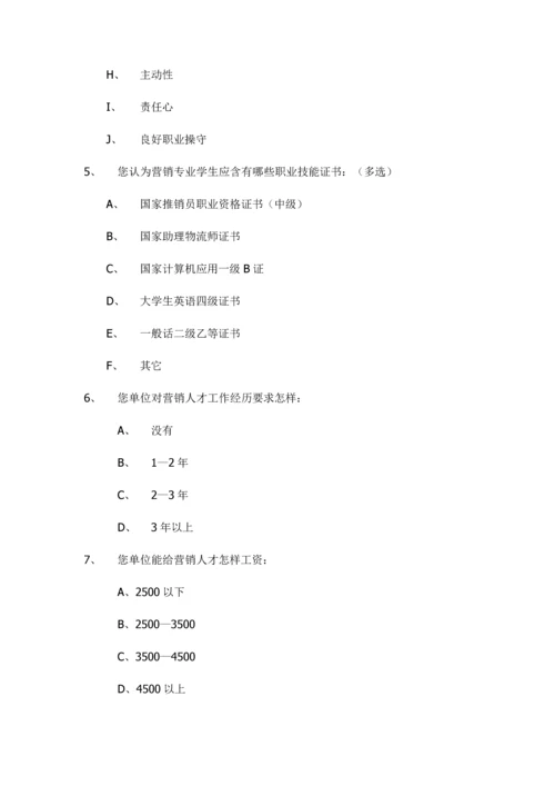 对市场营销专业职场认知的调研分析报告.docx