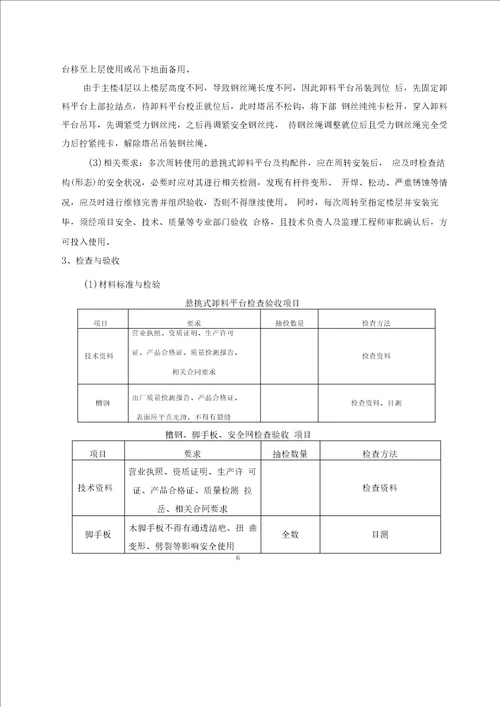 悬挑式卸料钢平台监理实施细则