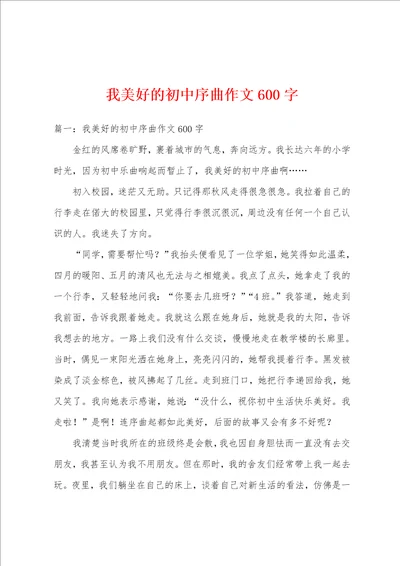 我美好的初中序曲作文600字