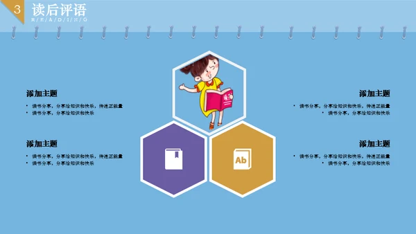 读书分享会淡蓝色小清新通用PPT模板