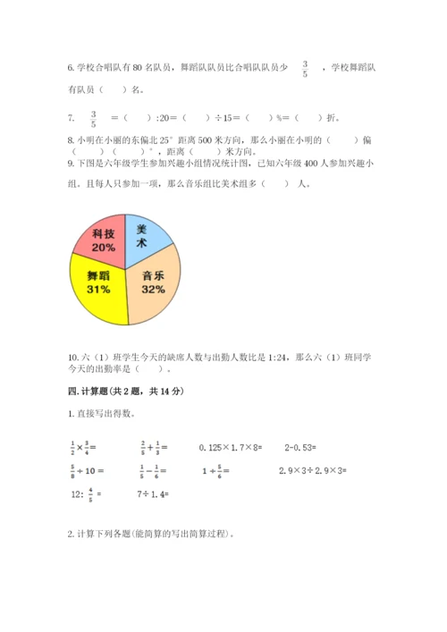 2022六年级上册数学期末考试试卷附答案（研优卷）.docx
