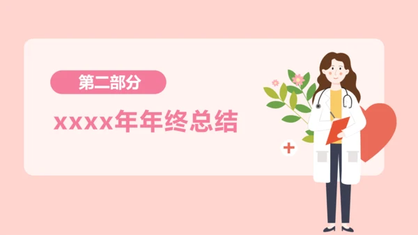 淡粉色卡通风护士年终工作总结PPT模板