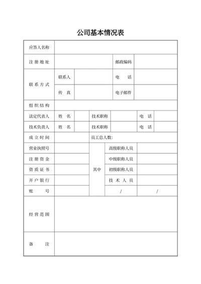 公司基本情况表