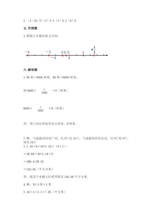 孟连傣族拉祜族佤族自治县六年级下册数学期末测试卷参考答案.docx