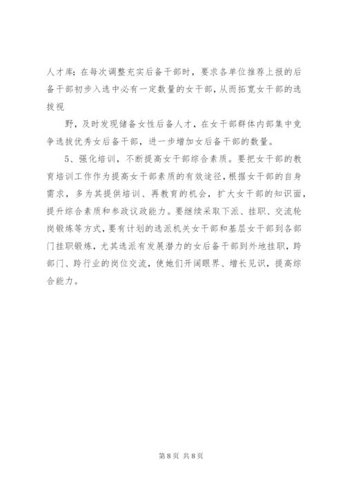 县培养选拔女干部工作的调研报告范文.docx