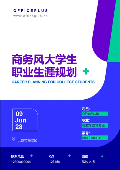 商务风大学生职业生涯规划