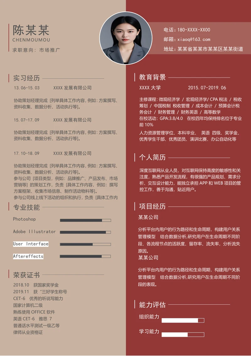 市场营销个人简历模板
