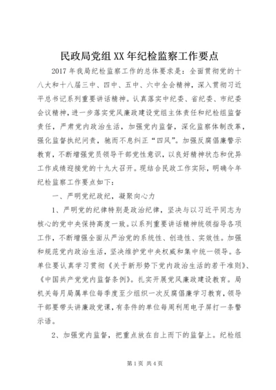 民政局党组XX年纪检监察工作要点.docx