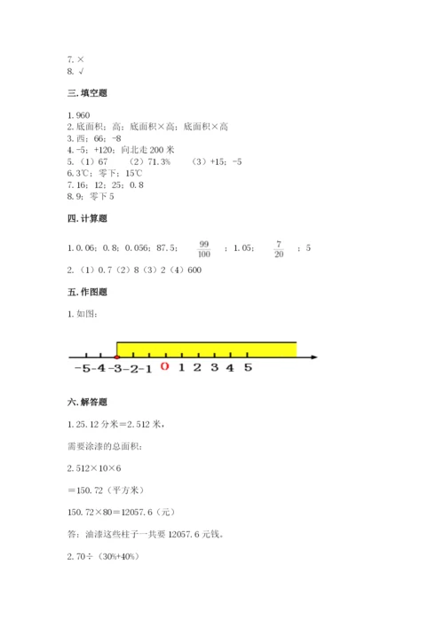 小学六年级下册数学期末卷及参考答案（培优）.docx