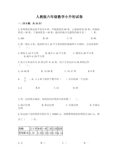 人教版六年级数学小升初试卷【精练】.docx