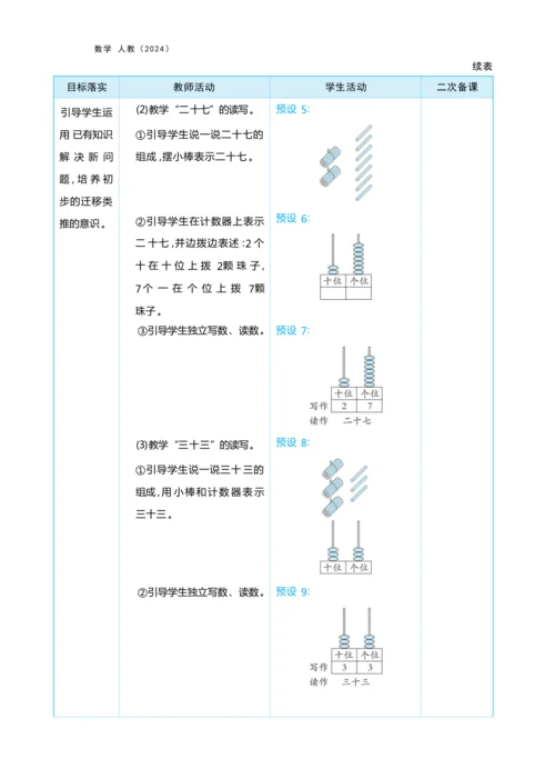第三单元100以内数的认识（大单元教学设计）-2024-2025学年一年级下册数学人教版（2024）