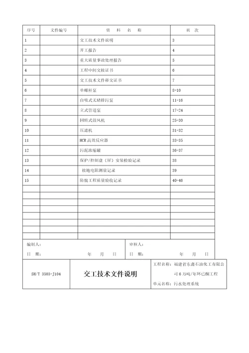 石油化工建设工程项目交工技术文件