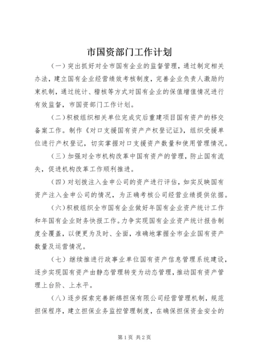 市国资部门工作计划.docx