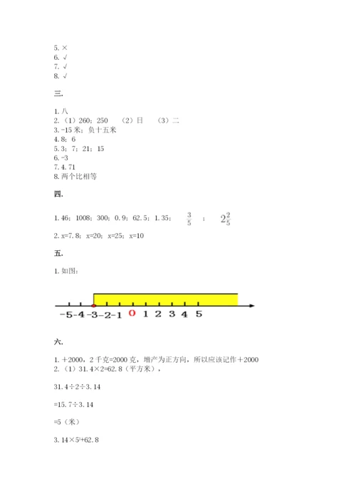 西师大版六年级数学下学期期末测试题（突破训练）.docx