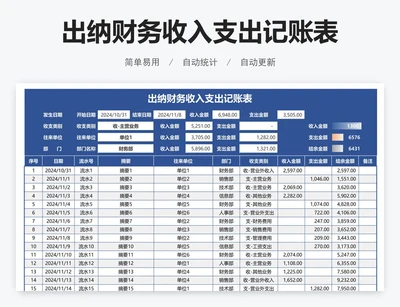 出纳财务收入支出记账表