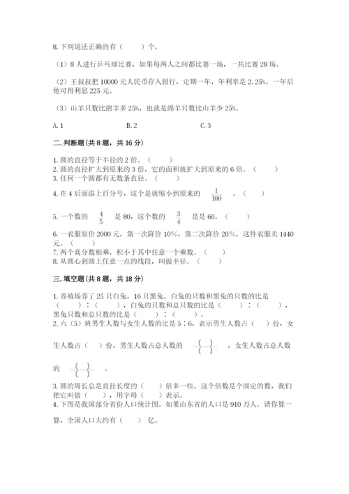 小学六年级上册数学期末测试卷（名校卷）word版.docx