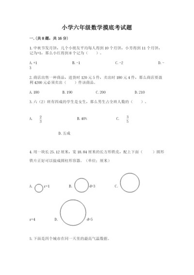 小学六年级数学摸底考试题及参考答案（模拟题）.docx