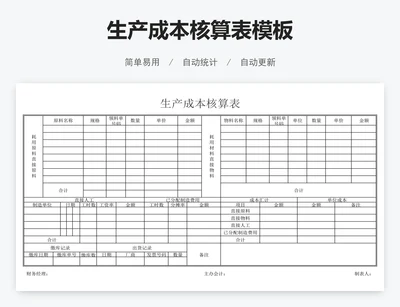 生产成本核算表模板