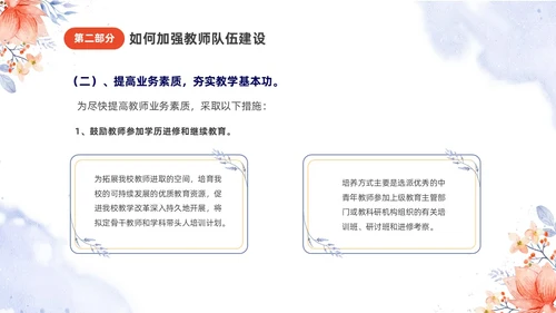 小清新唯美水彩花朵植物插画教师队伍建设培训课件PPT团队